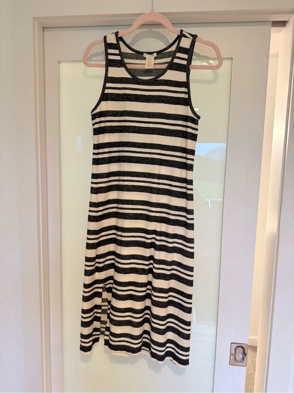 Matty M Black & White Striped Sleeveless Midi Dress